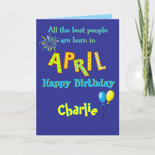 Carte de vœux pliée pour anniversaire d'avril (Devant)