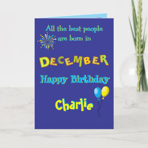 Carte de vœux pliée pour anniversaire de décembre