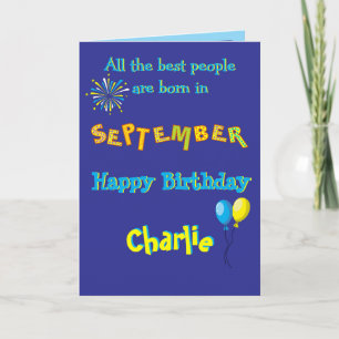 Carte de vœux pliée pour anniversaire de septembre