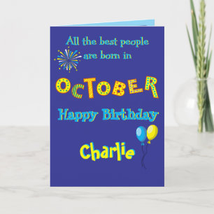 Carte de vœux pliée pour anniversaire d'octobre