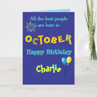 Carte de vœux pliée pour anniversaire d'octobre