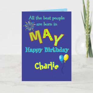 Carte de vœux pliée pour anniversaire en mai