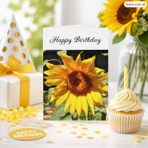 Carte de vœux pliée pour anniversaire Tournesol Jo