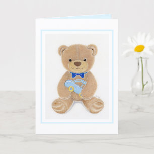 Carte de vœux pliée pour Baby Shower Ours en peluc