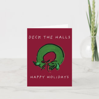 Carte de vœux pliée pour chien teckel Deck the Hal
