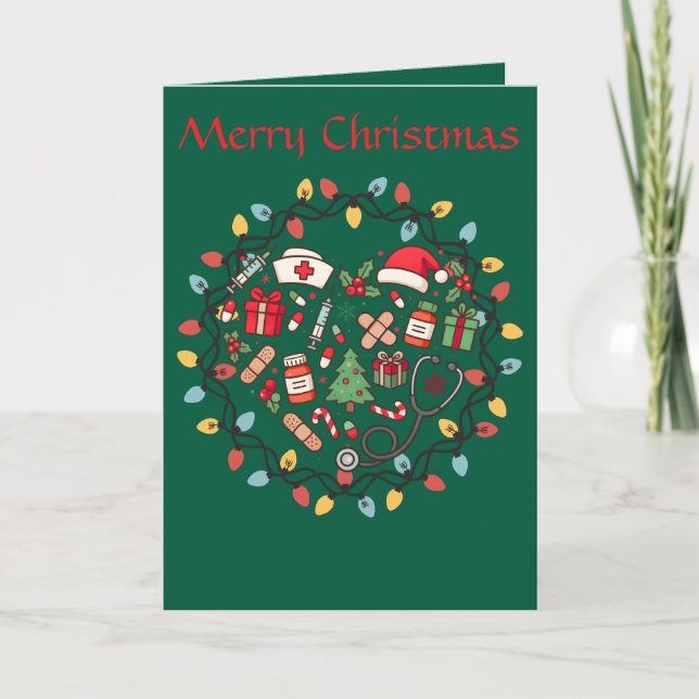 Carte de vœux pliée pour infirmière de Noël (Devant)