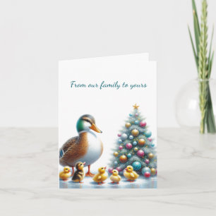 Carte de voeux pliée pour la famille de canard de
