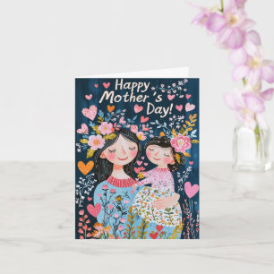 Carte de vœux pliée pour la fête des Mères