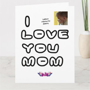 Carte de vœux pliée pour la fête des mères colorié