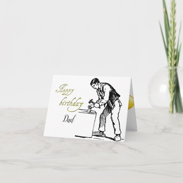 Carte de vœux pliée pour l'anniversaire du charpen (Devant)