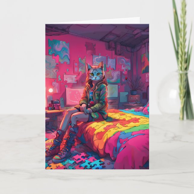 Carte de voeux pliée pour l'autisme (Devant)