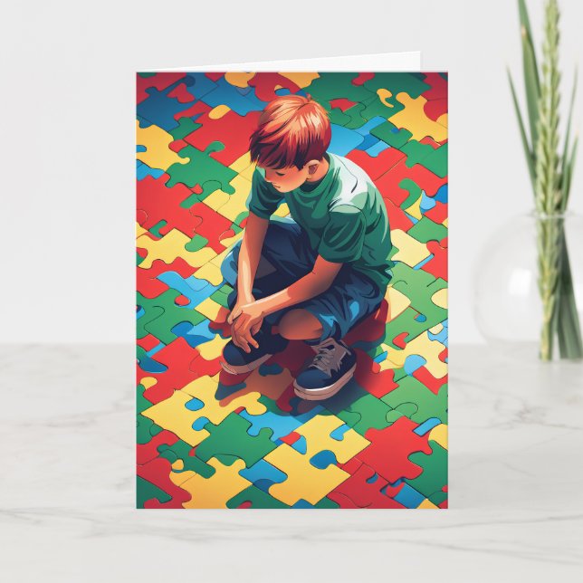 Carte de voeux pliée pour l'autisme (Devant)