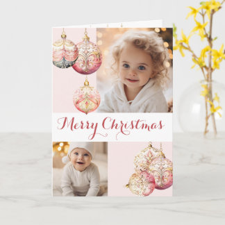 Carte de vœux pliée pour les fêtes avec photo et o