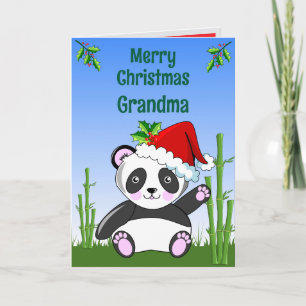 Carte de vœux pliée pour Noël avec Panda