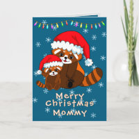 Carte de vœux pliée pour Noël avec Panda roux