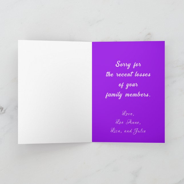 Carte de voeux pliée pour partager la sympathie (Intérieur)