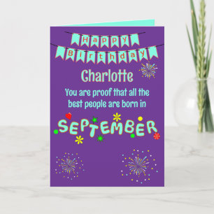 Carte de vœux pliée pour un anniversaire en septem