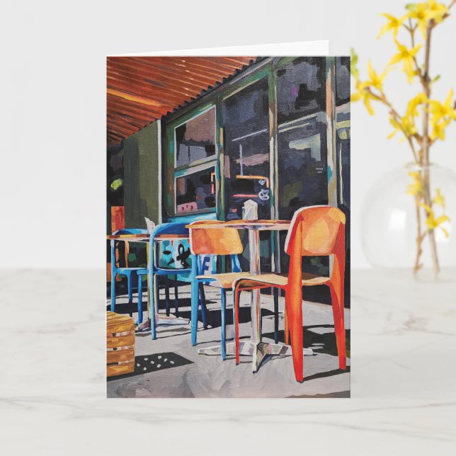 Carte de vœux pliée quotidienne de chaise orange (Fleur jaune)