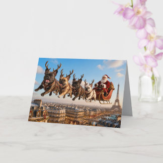 Carte de vœux pliée Reindeer Bouledogue Français