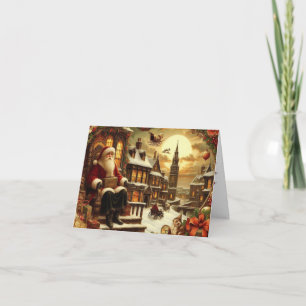 Carte de vœux pliée Santa victorienne