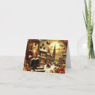 Carte de vœux pliée Santa victorienne