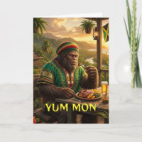 carte de vœux pliée Sasquatch jamaïcain Yum mon