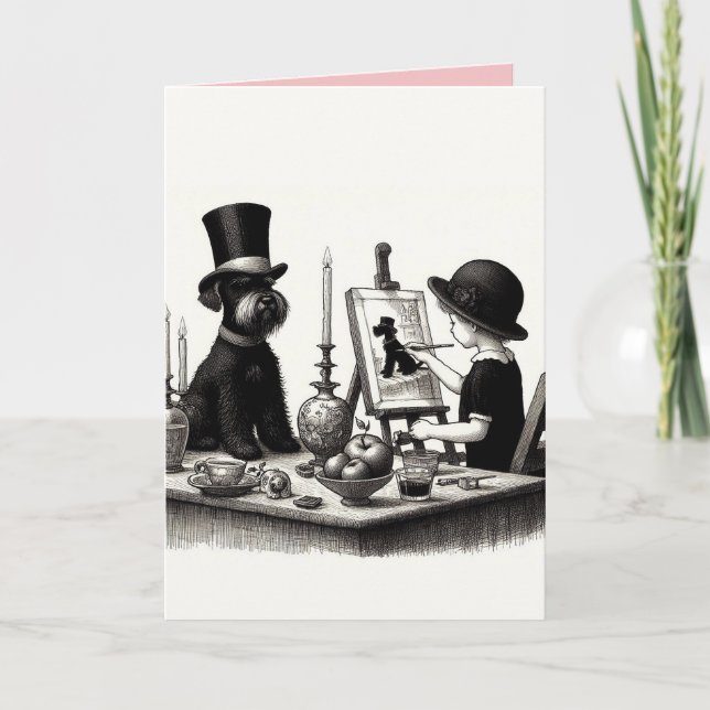 Carte de voeux pliée Schnauzer (Devant)