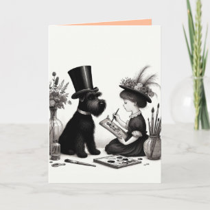Carte de vœux pliée Schnauzer