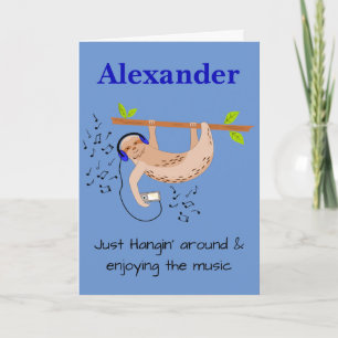 Carte de voeux pliée Sloth & Music