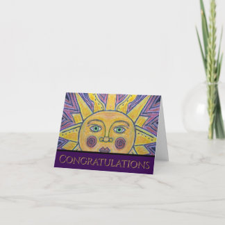 Carte de vœux pliée Soleil sur un jour enneigé