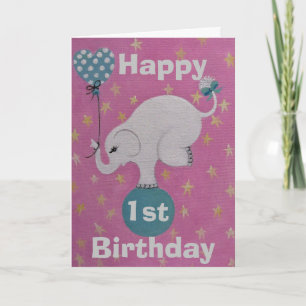 Carte de vœux pliée standard pour 1er anniversaire