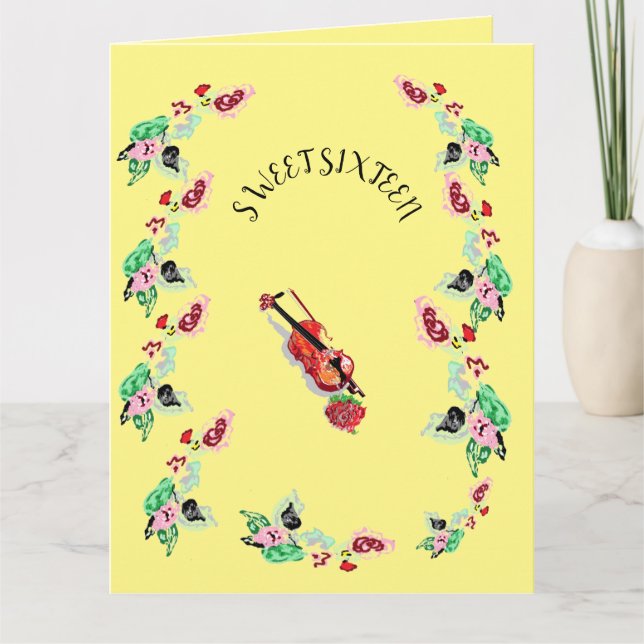 Carte de voeux pliée : Sweet sixteen Anniversaire (Devant)