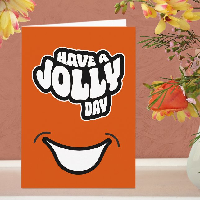 Carte de vœux pliée Texte Joyeux (Anni)versaire Mo (Jolly Greeting Card - Orange)