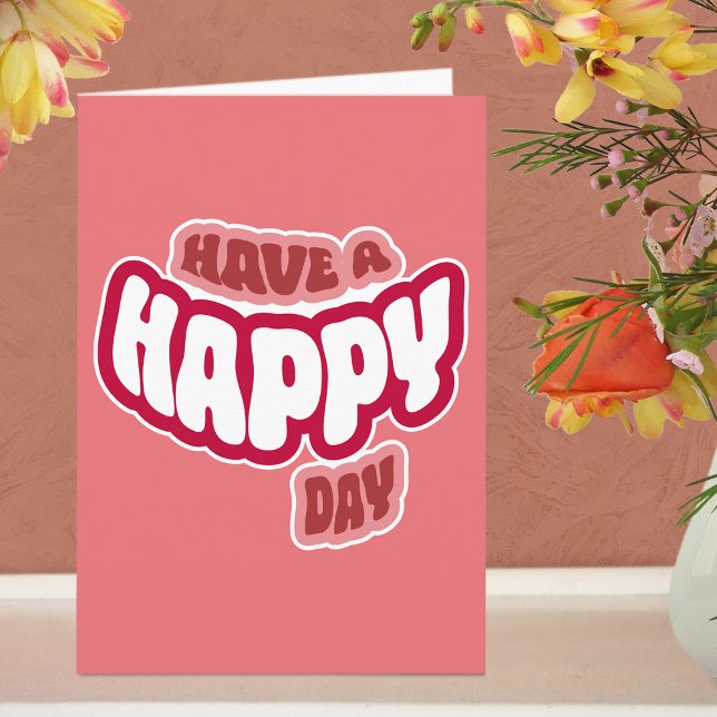 Carte de vœux pliée Texte Joyeux (Anniversaire) Mo (Greeting Card - Pink)