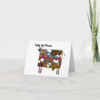 Carte de vœux pliée vache - Bonjour mon ami