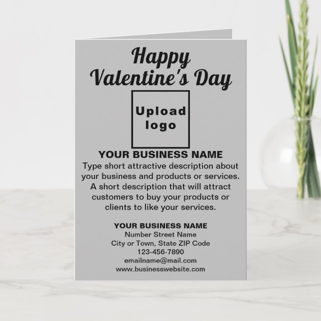 Carte de voeux pliée Valentine Grey Business (Devant)
