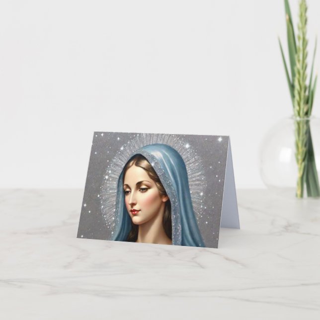 Carte de voeux pliée Vierge Marie (Devant)