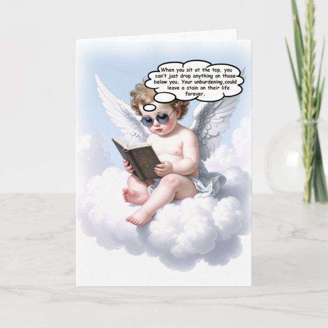 Carte de voeux poétique Cherub Wisdom (Devant)