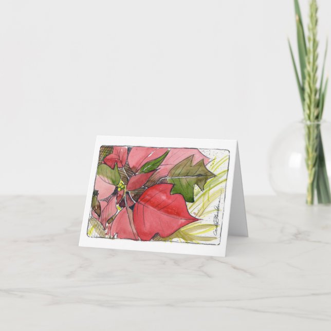 Carte de vœux Poinsettia (Devant)