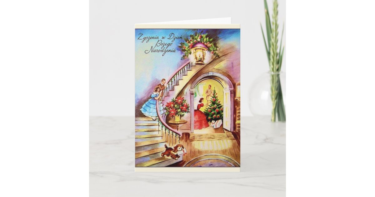 Carte de voeux polonaise de Noël de cru Zazzle.fr