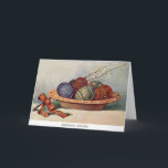 Carte de voeux polonaise de Pâques de cru<br><div class="desc">Carte de voeux polonaise rétro/de cru Pâques.  Une belle cuvette a rempli d'oeufs de pâques et de saules de chat décorés !  Wesołego Alleluja !  Joyeuses Pâques !</div>