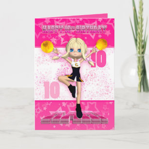 Carte de voeux Pom-pom girl 10e anniversaire