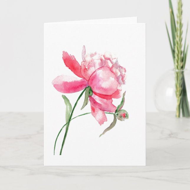 Carte de voeux Pony Aquarelle Rose (Devant)
