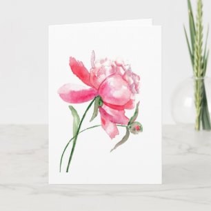 Carte de voeux Pony Aquarelle Rose