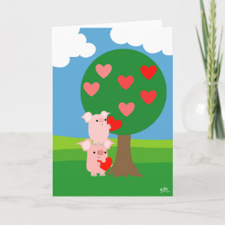Carte de voeux Porky Valentine et Love Tree