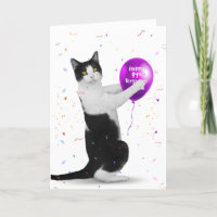 Carte de vœux pour 91e anniversaire avec chat Tuxe