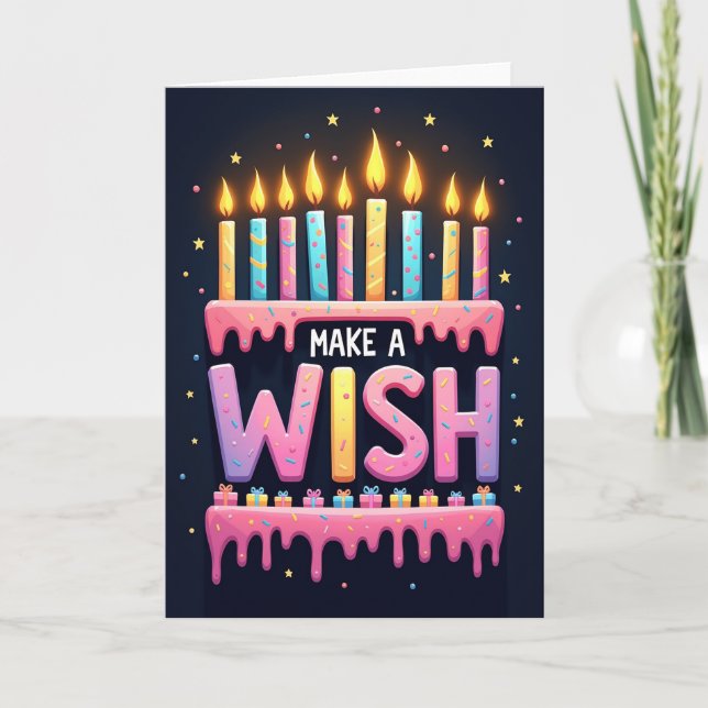 Carte de Vœux pour Anniversaire avec Gâteau (Devant)