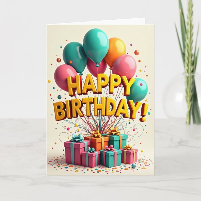 Carte de Vœux pour Anniversaire Doré (Devant)