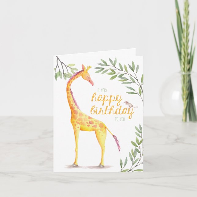 Carte de voeux pour anniversaire Giraffe (Devant)
