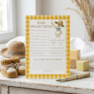 Carte de Vœux pour Baby Shower à Motif Vichy Jaune
